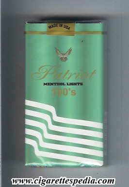 patriot american version gold patriot menthol lights l 20 s usa