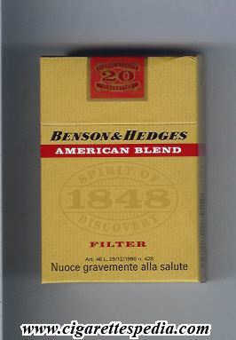 benson hedges american blend 1848 spirit of discovery filter ks 20 h france