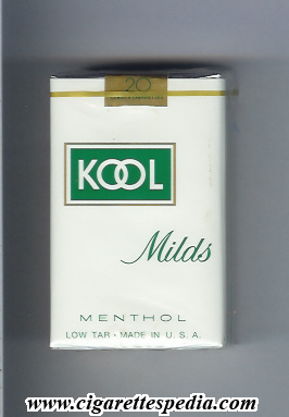 kool design 1 milds menthol ks 20 s white green japan usa