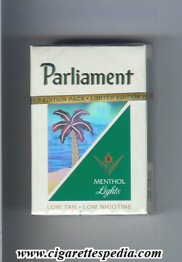 parliament emblem in the right from below menthol lights hologram with a palm ks 20 h usa
