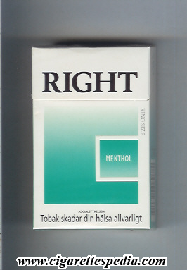 right with small square menthol ks 20 h sweden