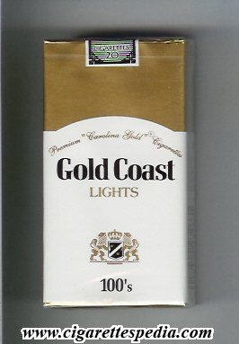 gold coast american version premium carolina gold cigarettes lights l 20 s usa