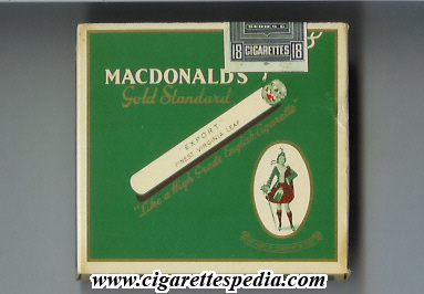 macdonald s gold standard export finest virginia leaf s 18 b green canada