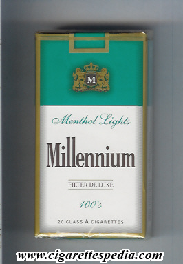 millennium american version filter de luxe menthol lights l 20 s peru usa