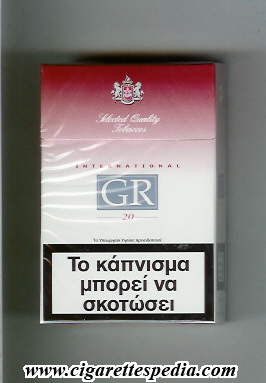gr international selected quality tobaccos ks 20 h white red greece