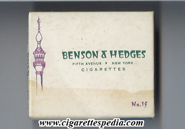 benson hedges very old design no 15 s 10 b white usa