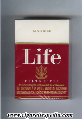 life filter tip ks 20 h red white belgium usa