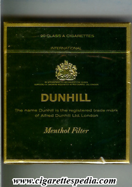 dunhill english version international menthol filter l 20 b england