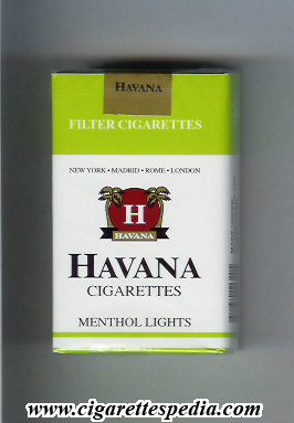havana american version menthol lights ks 20 s china usa