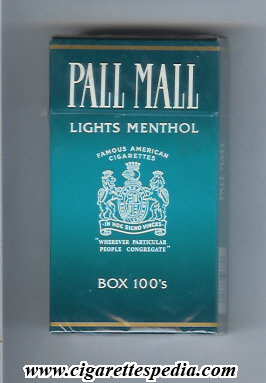 pall mall american version famous american cigarettes lights menthol l 20 h dark green usa