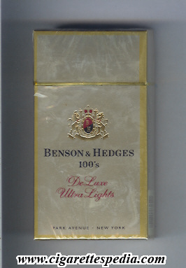 Benson and Hedges (De Luxe Ultra Lights) L-20-H (Park Avenue) (emblem in  the middle) - USA - Cigarettes Pedia