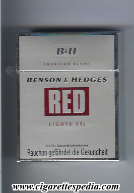 benson hedges red american blend lights ks 25 h grey red england austria