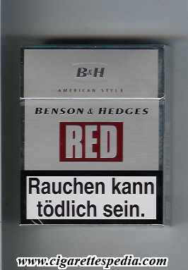 benson hedges red american style ks 25 h silver red austria england