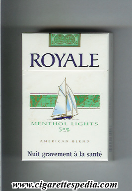 royale french version royale in the top with map american blend menthol lights 5 mg ks 20 h france