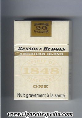 benson hedges american blend 1848 spirit of discovery one ks 20 h england france