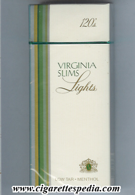 virginia slims name by two lines lights menthol sl 20 h old design usa
