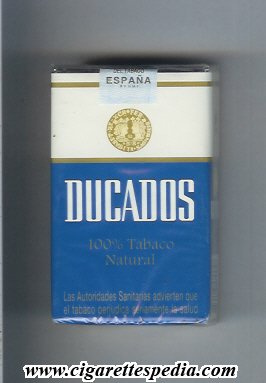 ducados 100 tabaco natural ks 20 s blue white gold spain