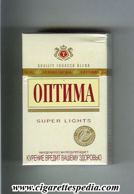 optima russian version t quality tobacco blend super lights ks 20 h russia