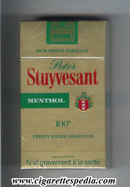 Peter Stuyvesant (Menthol) L-20-H (gold) (green 'Peter' red 'Stuyvesant') -  Holland
