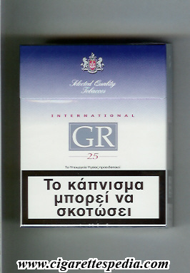 gr international selected quality tobaccos ks 25 h white blue greece