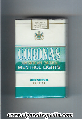 coronas american blend menthol lights ks 20 s usa spain
