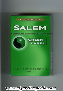 salem green label lights menthol ks 20 h usa