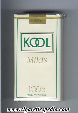 kool design 1 milds mild menthol l 20 s white usa