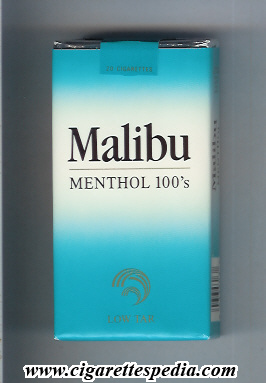 malibu american version horizontal name menthol l 20 s usa