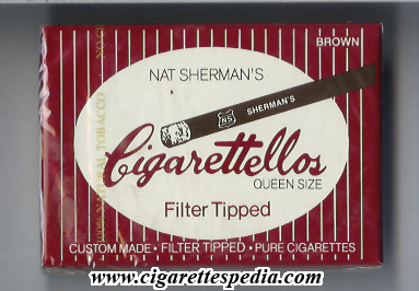 nat sherman s cigarettellos filter tipped brown s 20 b usa
