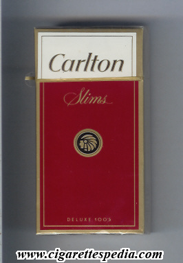 carlton american version horizontal gold name slims deluxe l 20 h red white usa