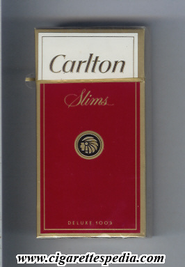 Carlton (american version) (horizontal gold name) (Slims Deluxe) L-20-H  (red and white) - USA