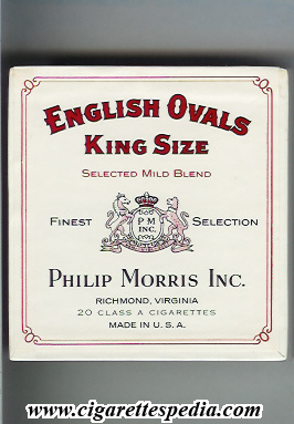 english ovals selected mild blend philip morris inc ks 20 b usa