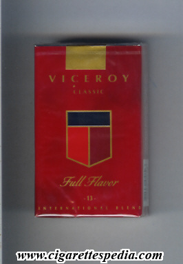 viceroy with flag in the middle classic full flavor 13 international blend ks 20 s chile usa