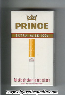 prince with cigarette extra mild 100's l 20 h norway
