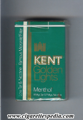 kent golden lights famous micronite filter menthol ks 20 s usa