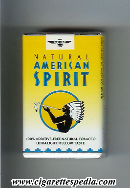 natural american spirit ultra light mellow taste ks 20 s yellow white usa