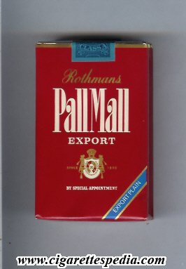 pall mall american version rothmans export export plain ks 20 s red