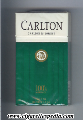 carlton american version horizontal black name menthol l 20 h green white usa