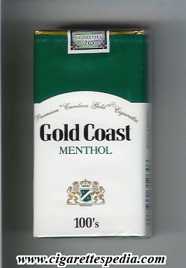 gold coast american version premium carolina gold cigarettes menthol l 20 s usa