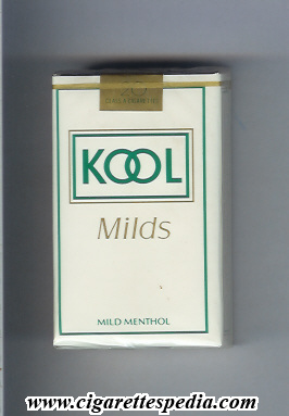 kool design 1 milds mild menthol ks 20 s white usa