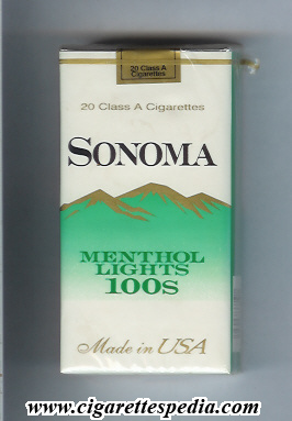 sonoma menthol lights l 20 s usa