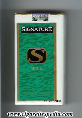 signature s menthol lights l 20 s usa