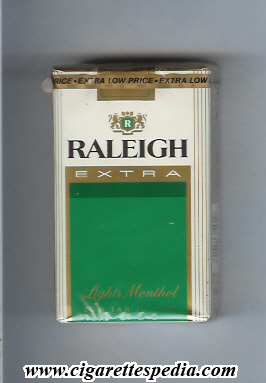raleigh design 6 extra lights menthol ks 20 s usa