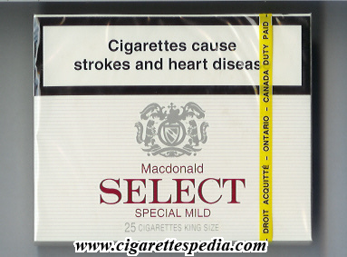 select canadian version macdonald special mild ks 25 b canada