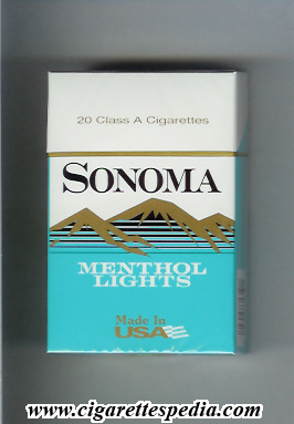 sonoma menthol lights ks 20 h usa