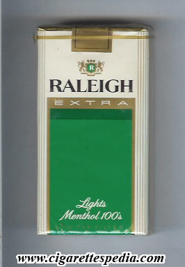 raleigh design 6 extra lights menthol l 20 s usa