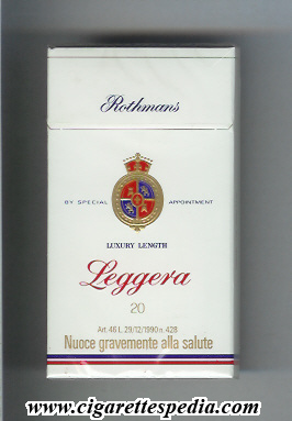 rothmans english version luxery length leggera l 20 h italy