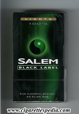 salem black label lights menthol l 20 h usa