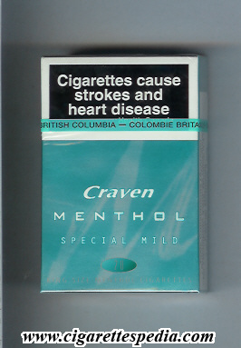 craven m menthol special mild ks 20 h green canada
