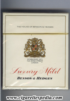 benson hedges luxury mild l 20 b white england